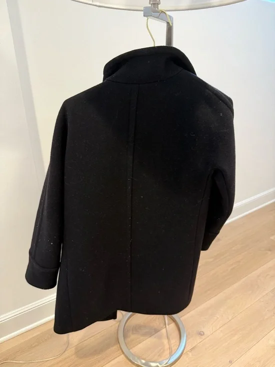 J. Crew Black Wool Zip-Front Coat with Gold Hardware - Picture 2 of 3